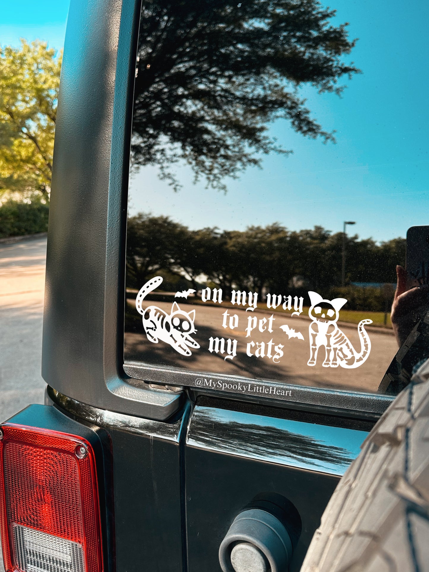 On my way to pet my cats bats with skeleton cats Vinyl Decal