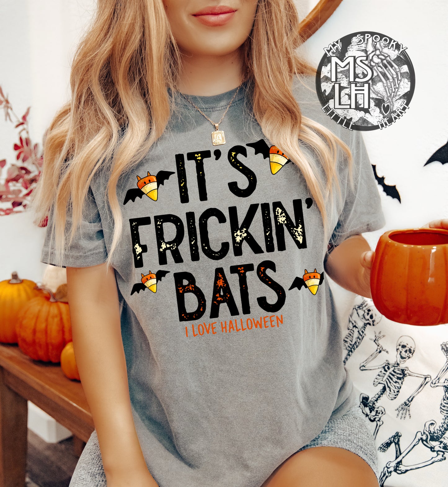 It's Frickin' Bats I love Halloween Gray T-Shirt