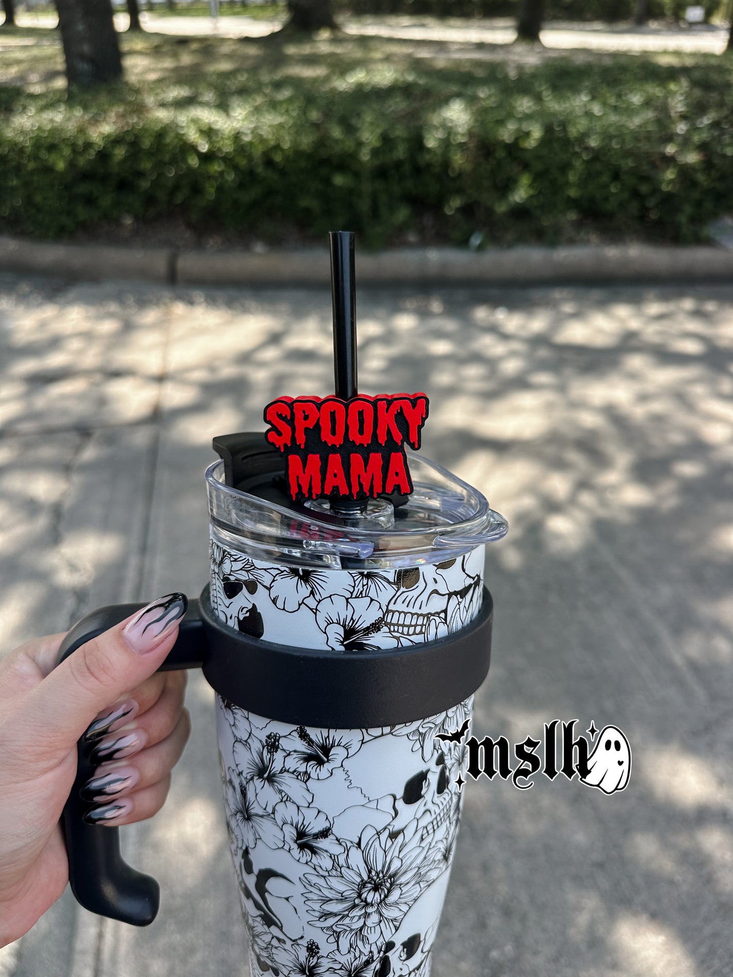 Spooky Mama in 3 color options MSLH Exclusive 8mm and 10mm Straw Topper for Tumblers -3D PRINTED