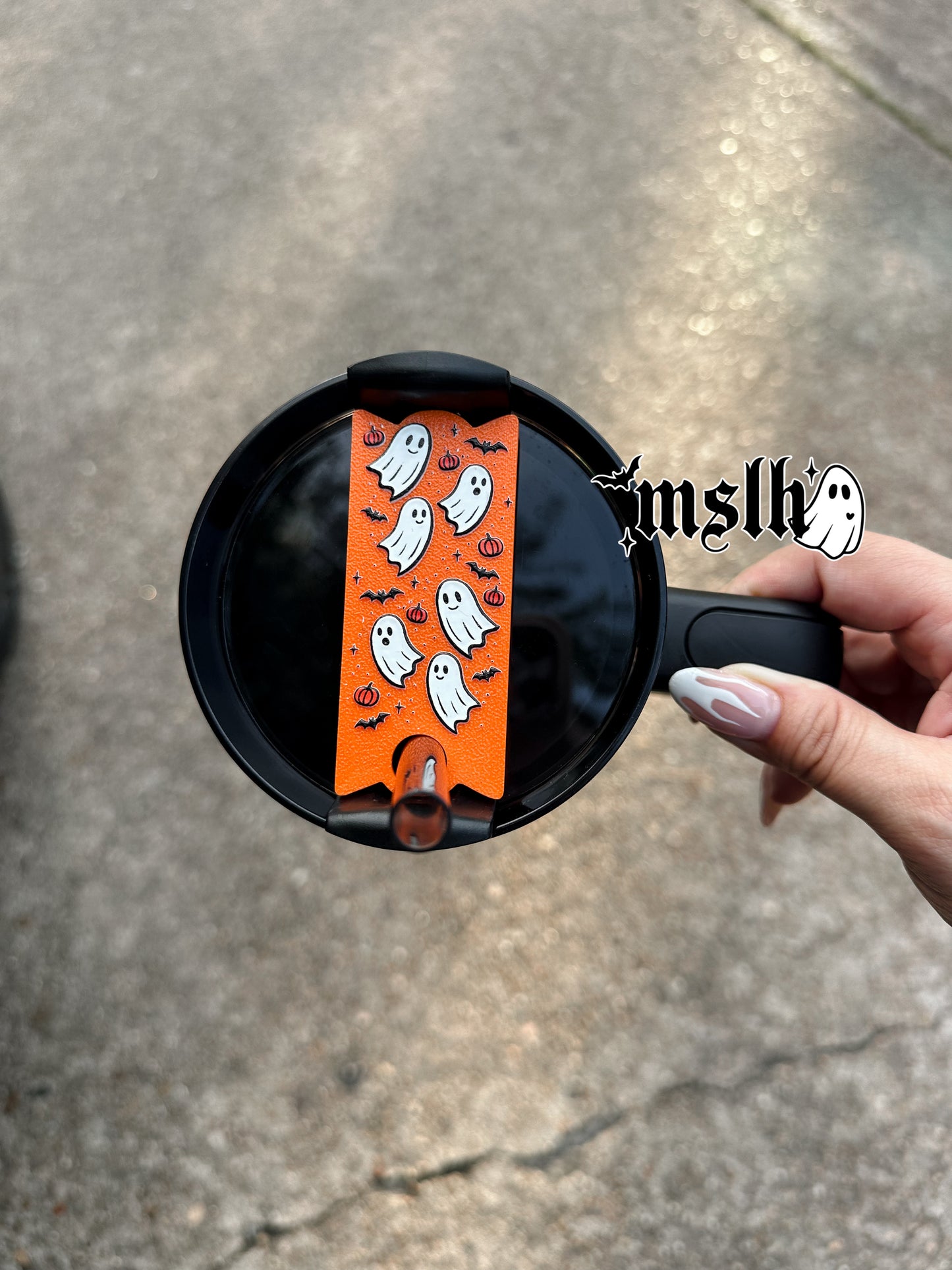 Ghosts and pumpkins ORANGE Theme Stanley Lid Topper Plate for 40oz Tumblers 3D PRINTED & UV Printed
