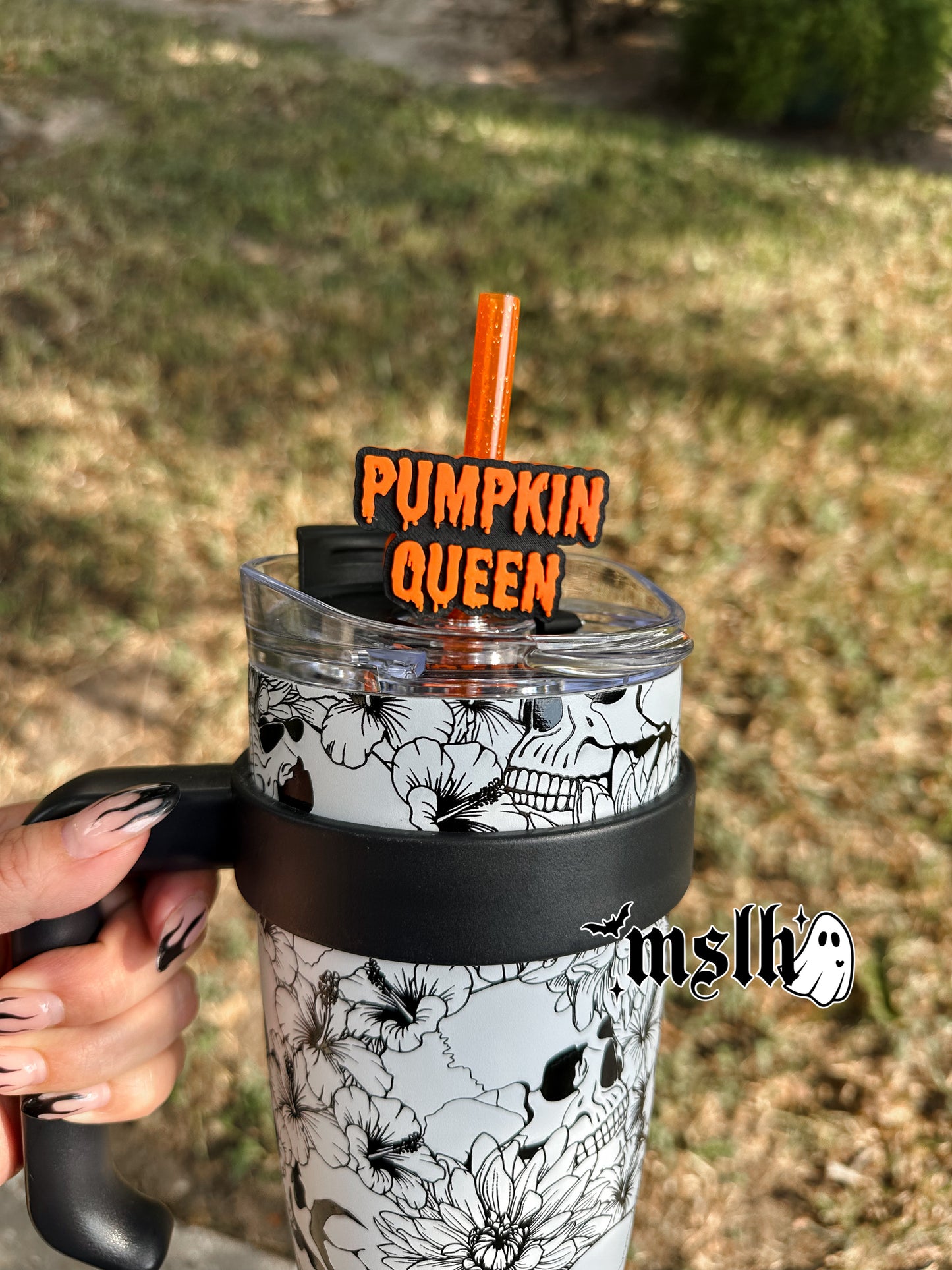 Pumpkin Queen MSLH Exclusive 8mm and 10mm Straw Topper for Tumblers -3D PRINTED