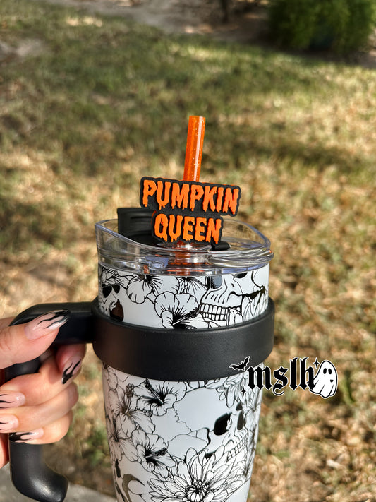 Pumpkin Queen MSLH Exclusive 8mm and 10mm Straw Topper for Tumblers -3D PRINTED