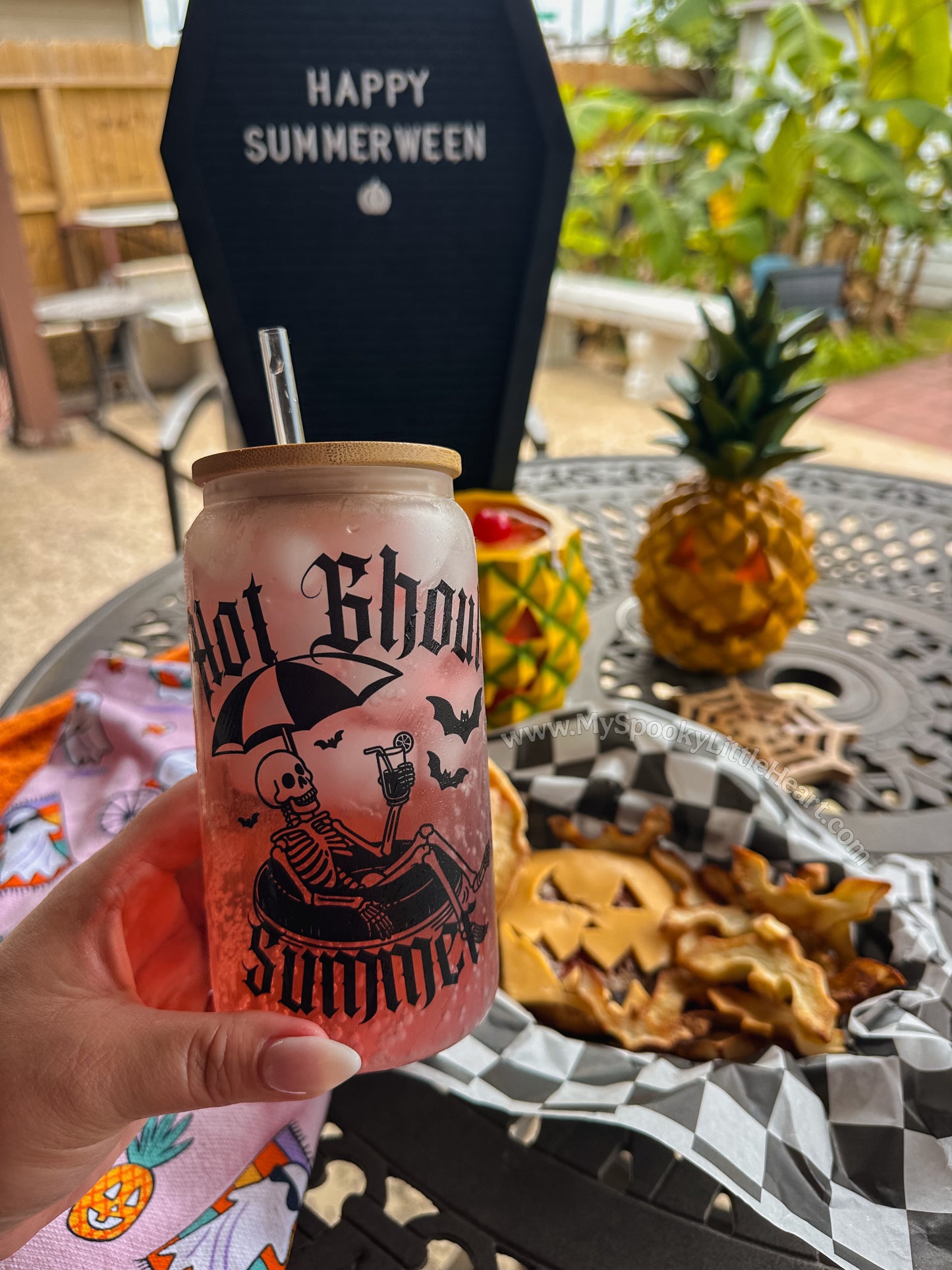 Hot Ghoul Summer Frosted 16oz Glass Cup