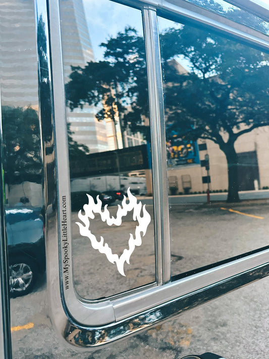 Heart Shaped Flame Vinyl Decal