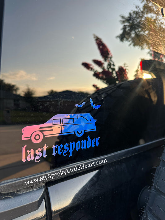 Last Responder Hearse with Bats Vinyl Decal