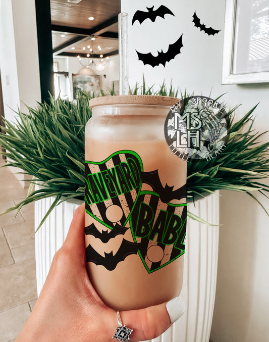 Graveyard Babe Planchettes 16oz Frosted Glass Cup