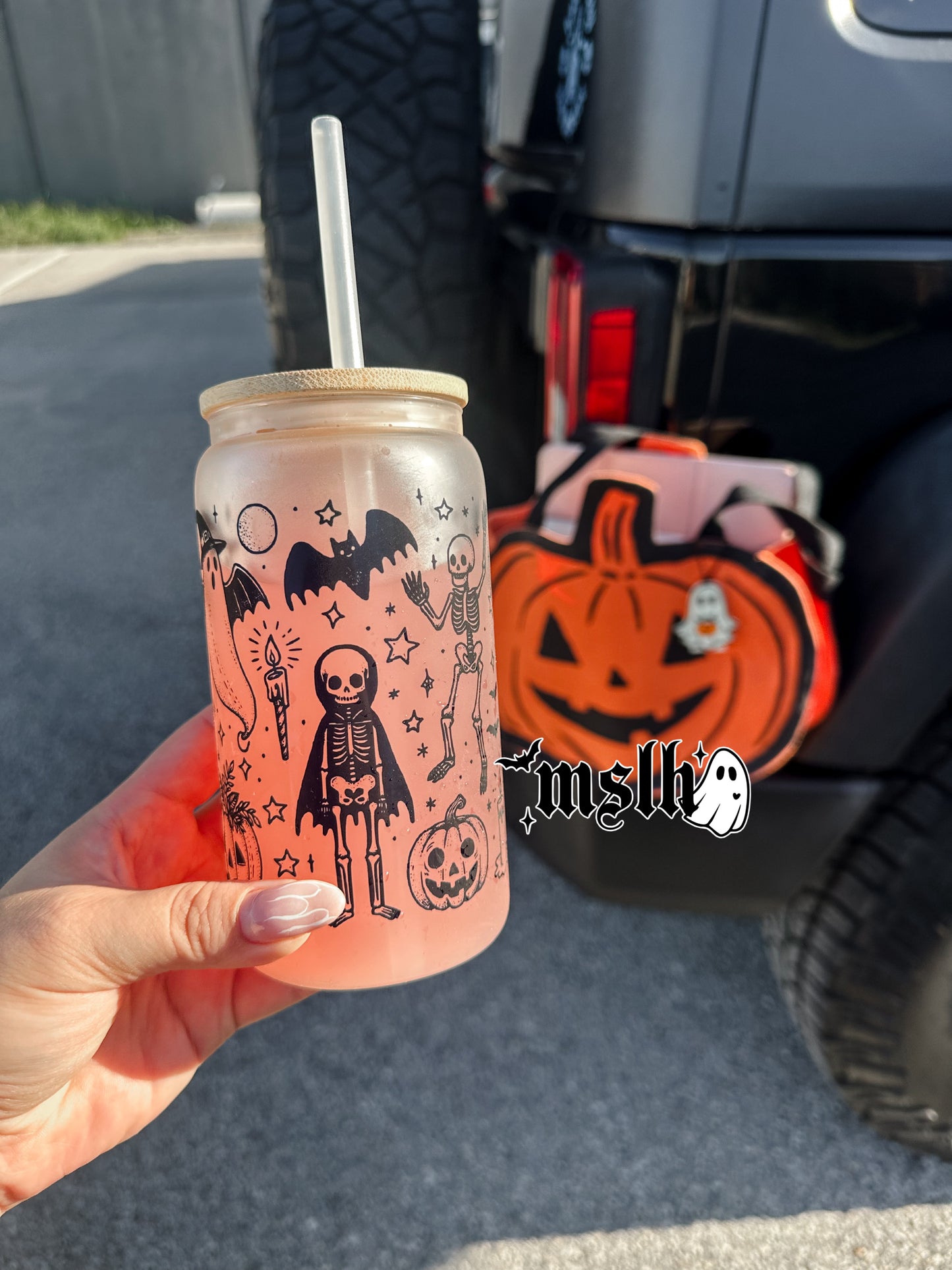 Spooky Season 16oz Glass Cup