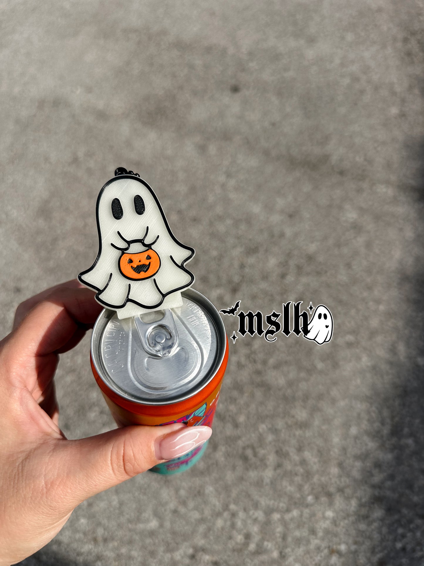 Glow in the dark Ghost holding Pumpkin Pail Soda/Can Opener -3D PRINTED