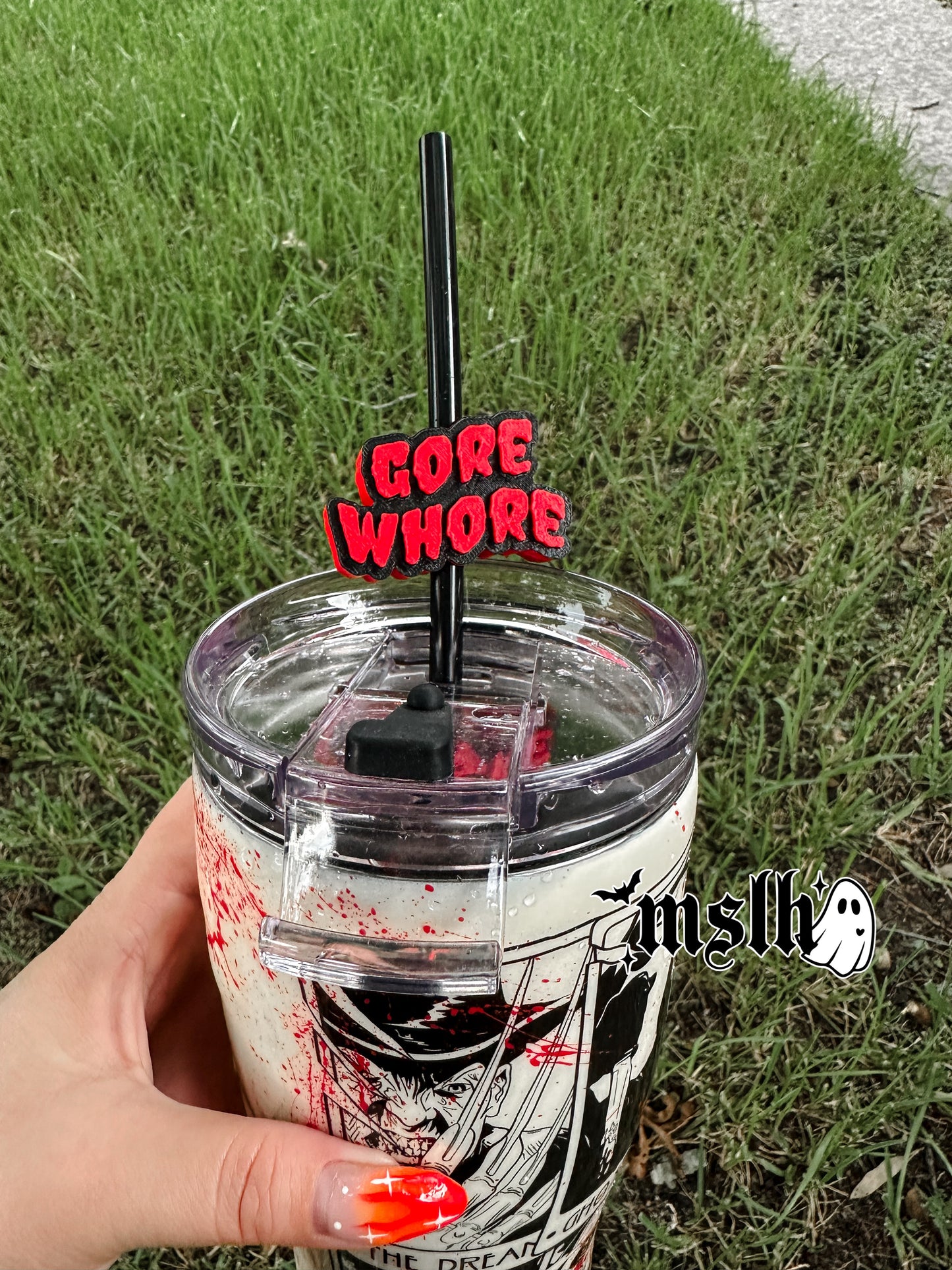 Gore Whore MSLH Exclusive 8mm and 10mm Straw Topper for Tumblers -3D PRINTED