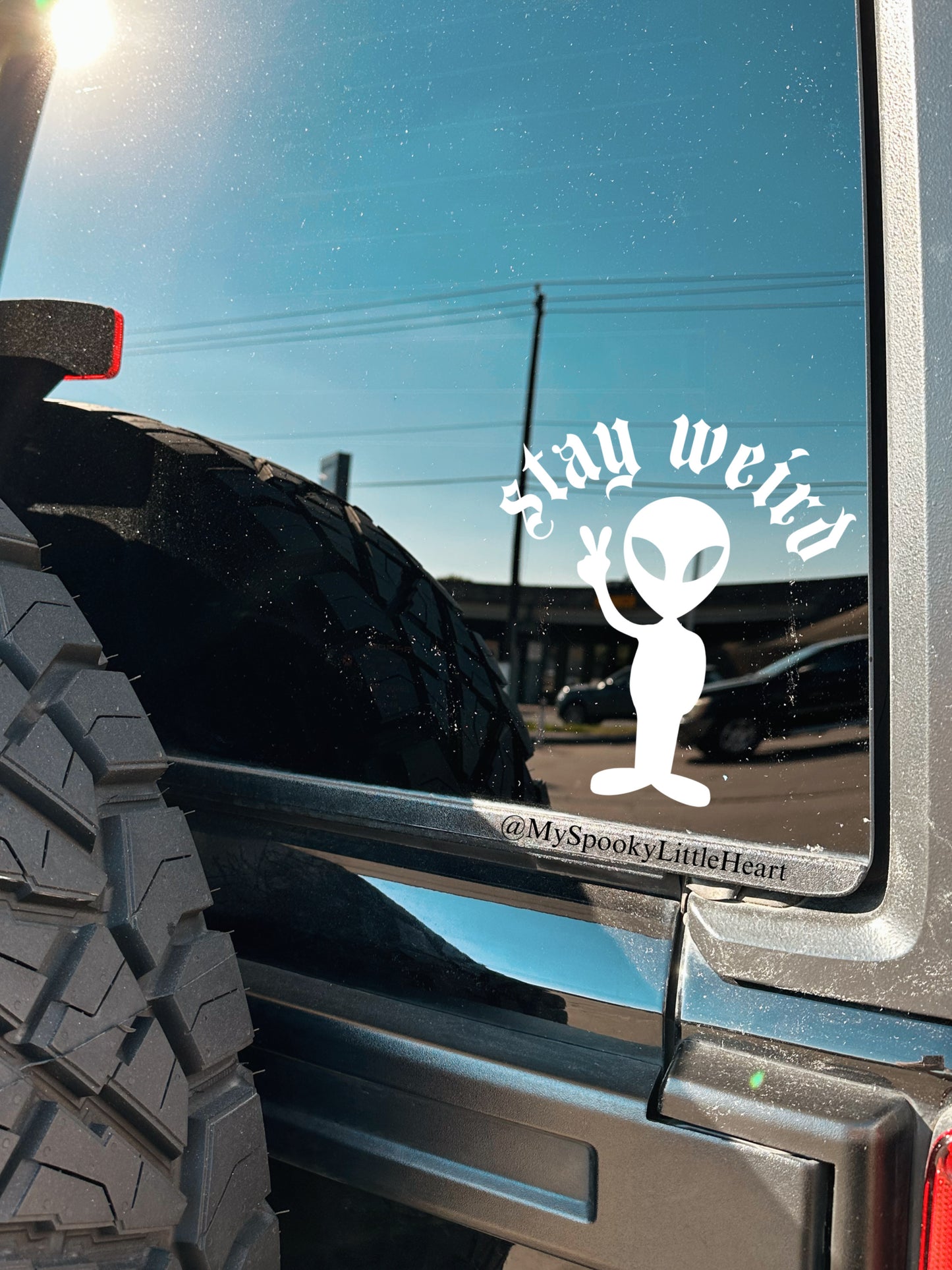 Stay Weird Alien with peace hand Vinyl Decal