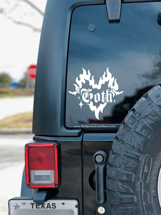 Goth Flame Heart Vinyl Decal