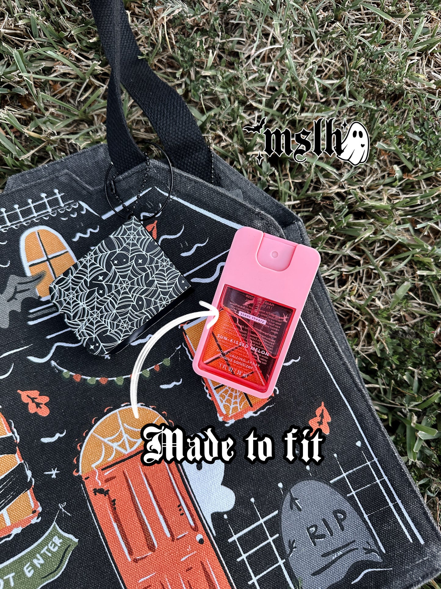 Spiderweb Sanitizer holder Key Chain / Bag Charm -3D PRINTED