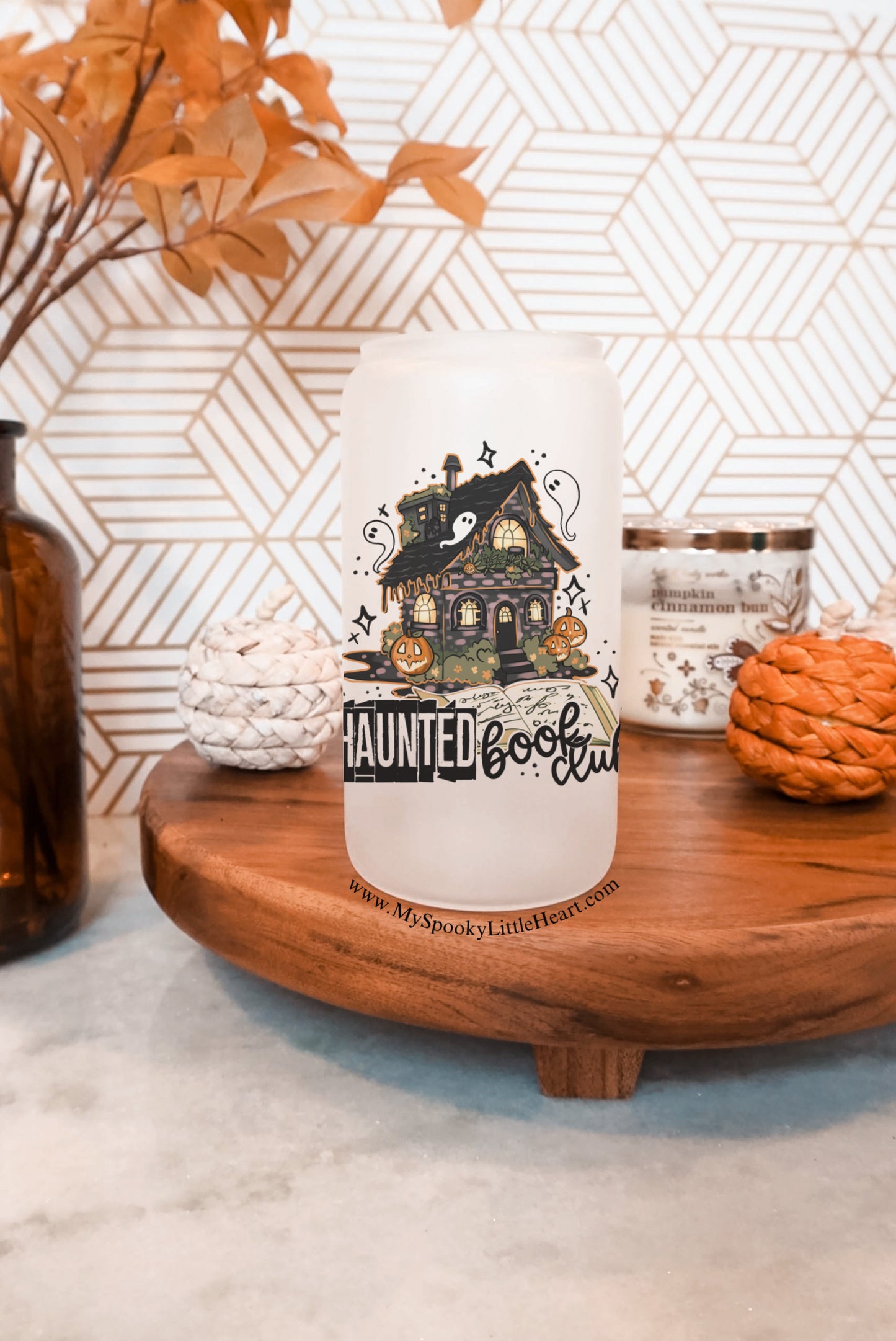 Haunted Book Club 16oz Frosted Glass Cup
