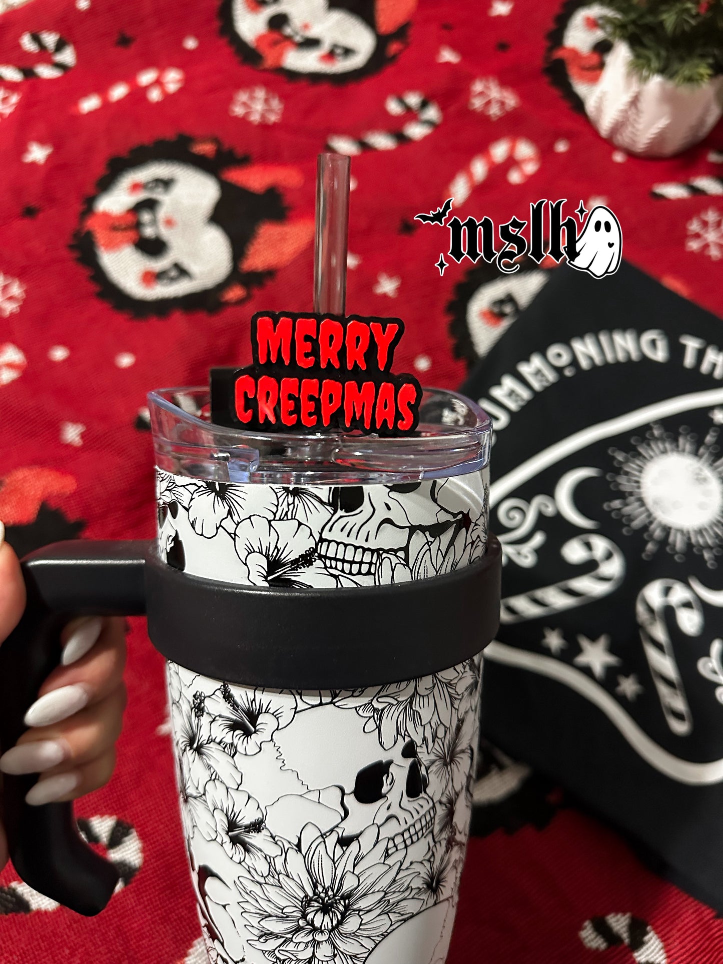 Merry Creepmas MSLH Exclusive 8mm and 10mm Straw Topper for Tumblers -3D PRINTED
