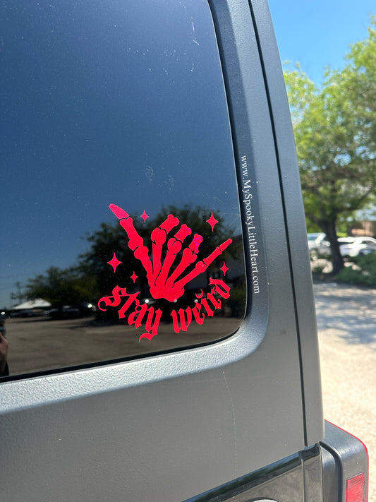 Stay Weird Skeleton Shaka Vinyl Decal