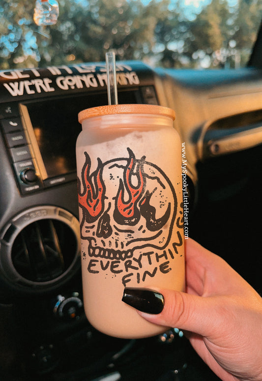 Everything's Fine 16oz Frosted Glass Cup