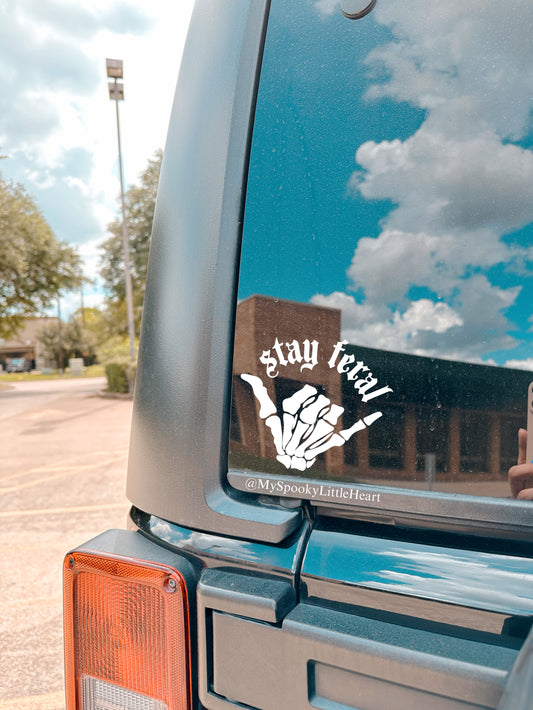 Stay Feral Shaka Skeleton Vinyl Decal