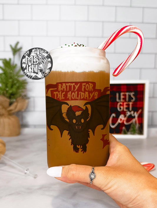 Batty for the Holidays 16oz Frosted Glass Cup