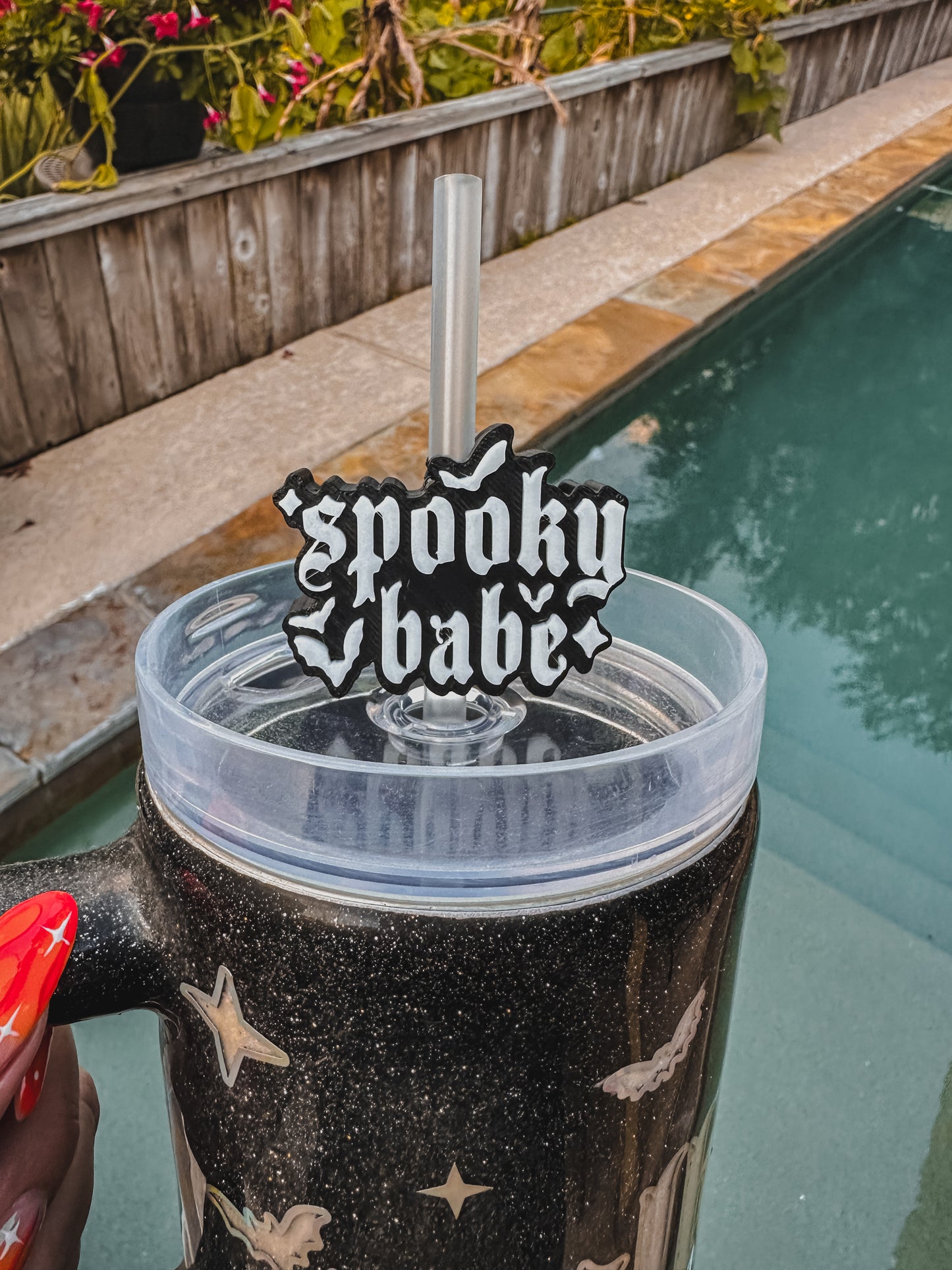 Spooky Babe MSLH Exclusive 8mm and 10mm Straw Topper for Tumblers -3D PRINTED