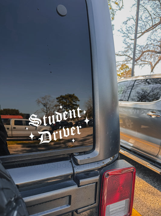 Student Driver with stars Vinyl Decal