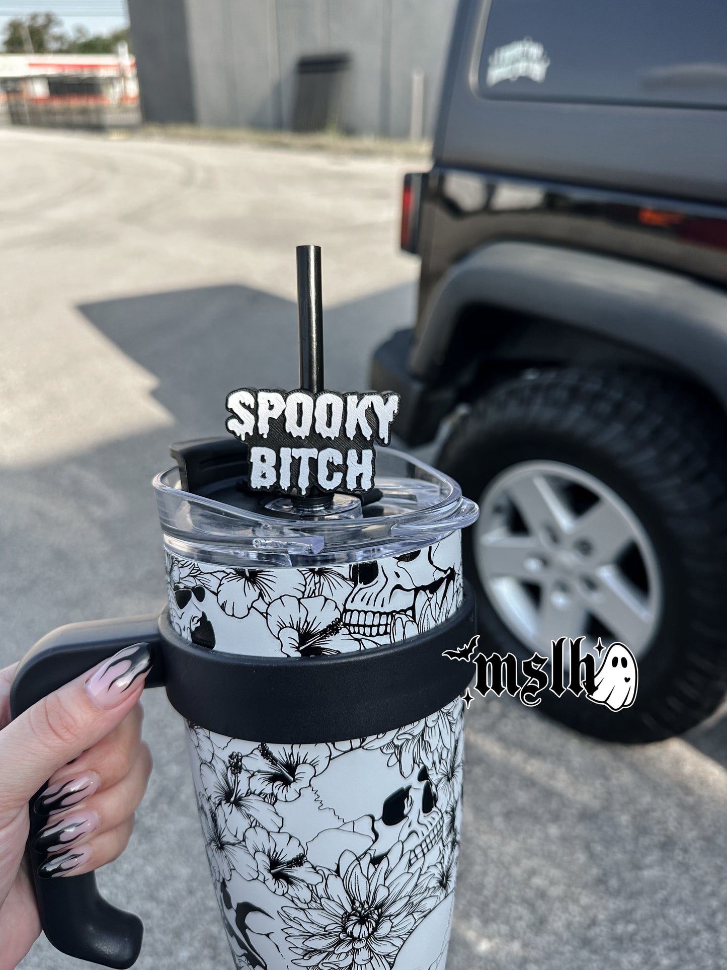Spooky Bitch MSLH Exclusive 8mm and 10mm Straw Topper for Tumblers -3D PRINTED