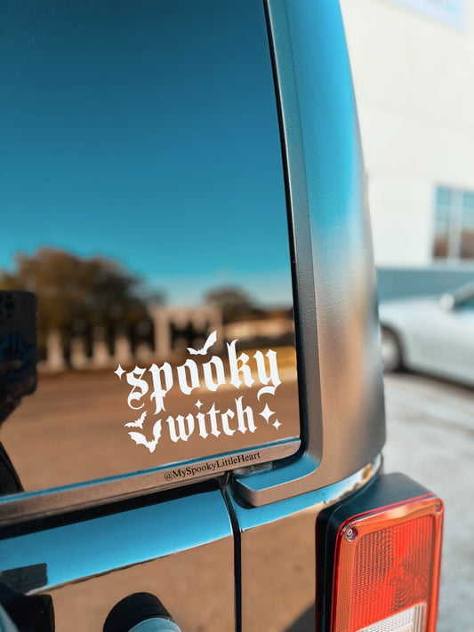 Spooky Witch with Bats Vinyl Decal