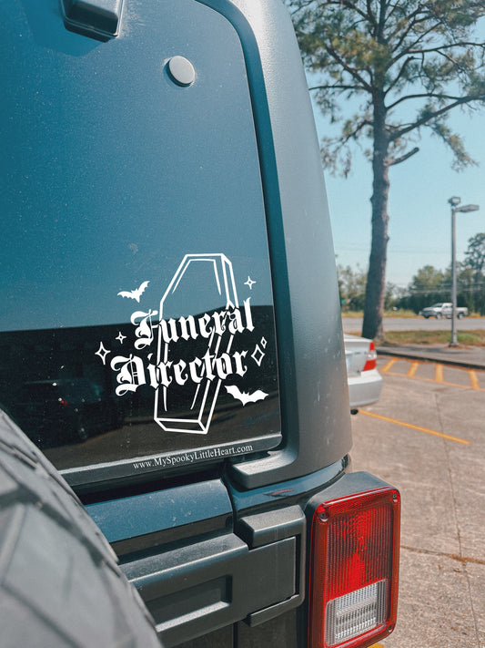 Funeral Director Coffin with bats and stars Vinyl Decal