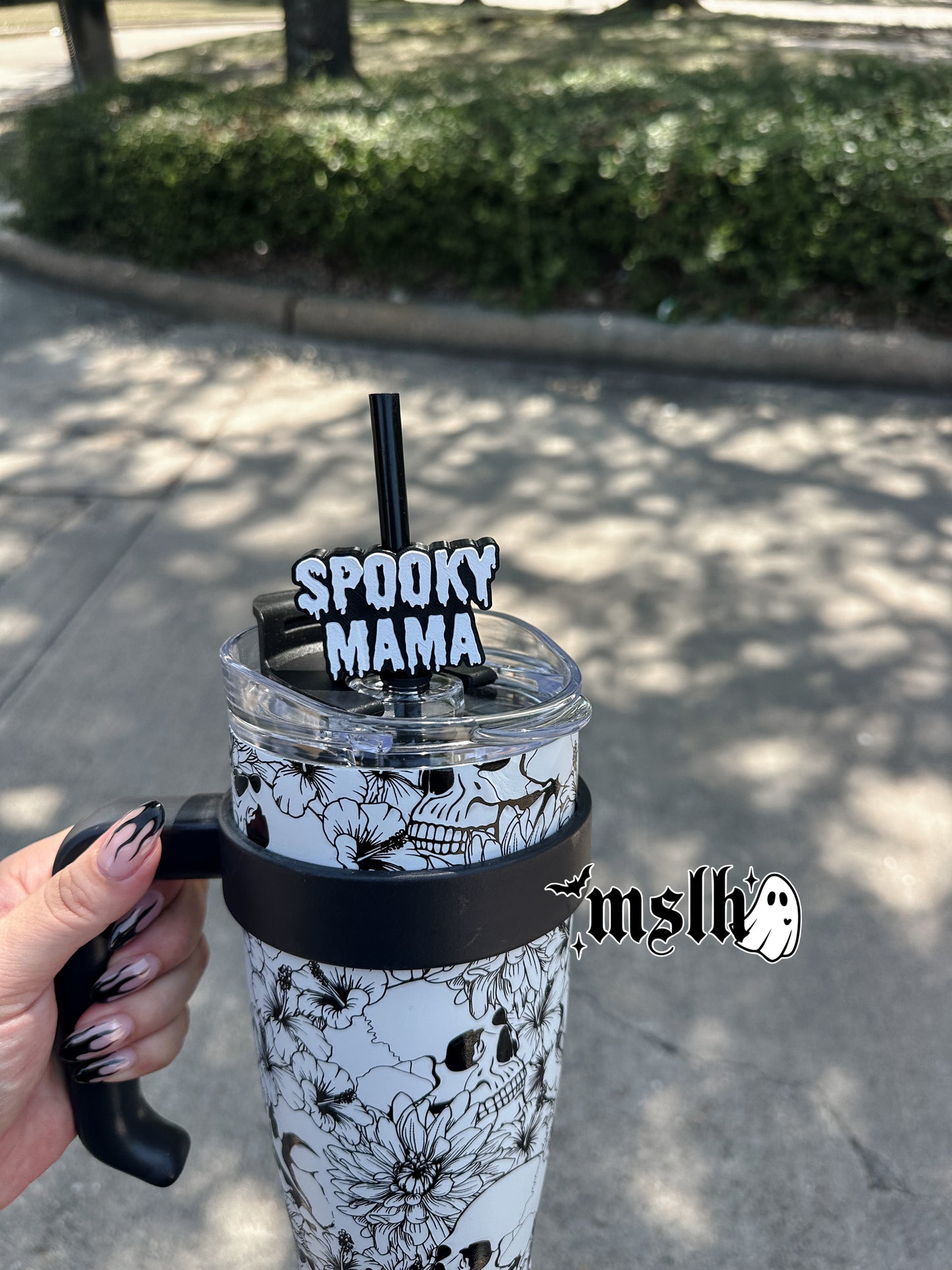 Spooky Mama in 3 color options MSLH Exclusive 8mm and 10mm Straw Topper for Tumblers -3D PRINTED