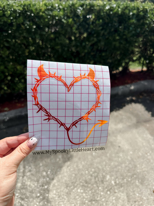 Devilish Barbed Wire Heart Vinyl Decal