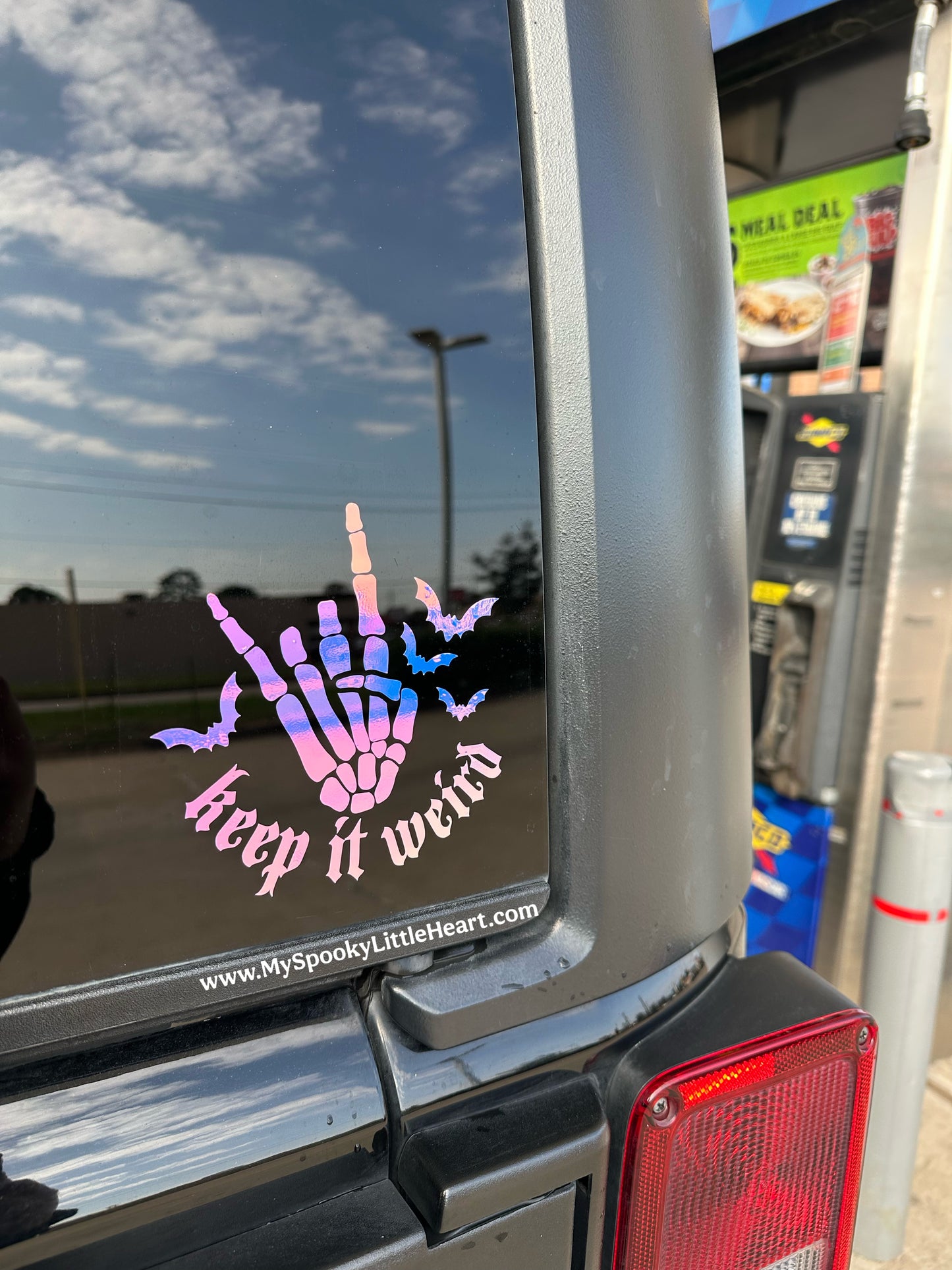 Keep it Weird Rock Skeletal with Bats Vinyl Decal