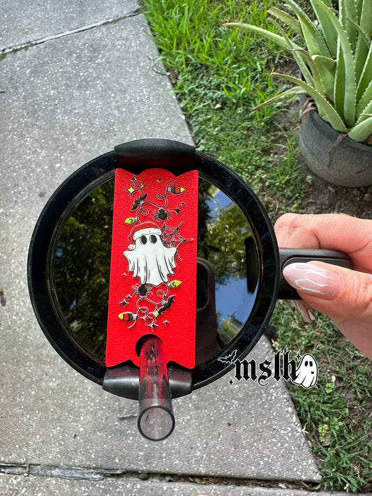Spooky Christmas lights and ghost Stanley Lid Topper Plate for 40oz Tumblers 3D PRINTED & UV Printed