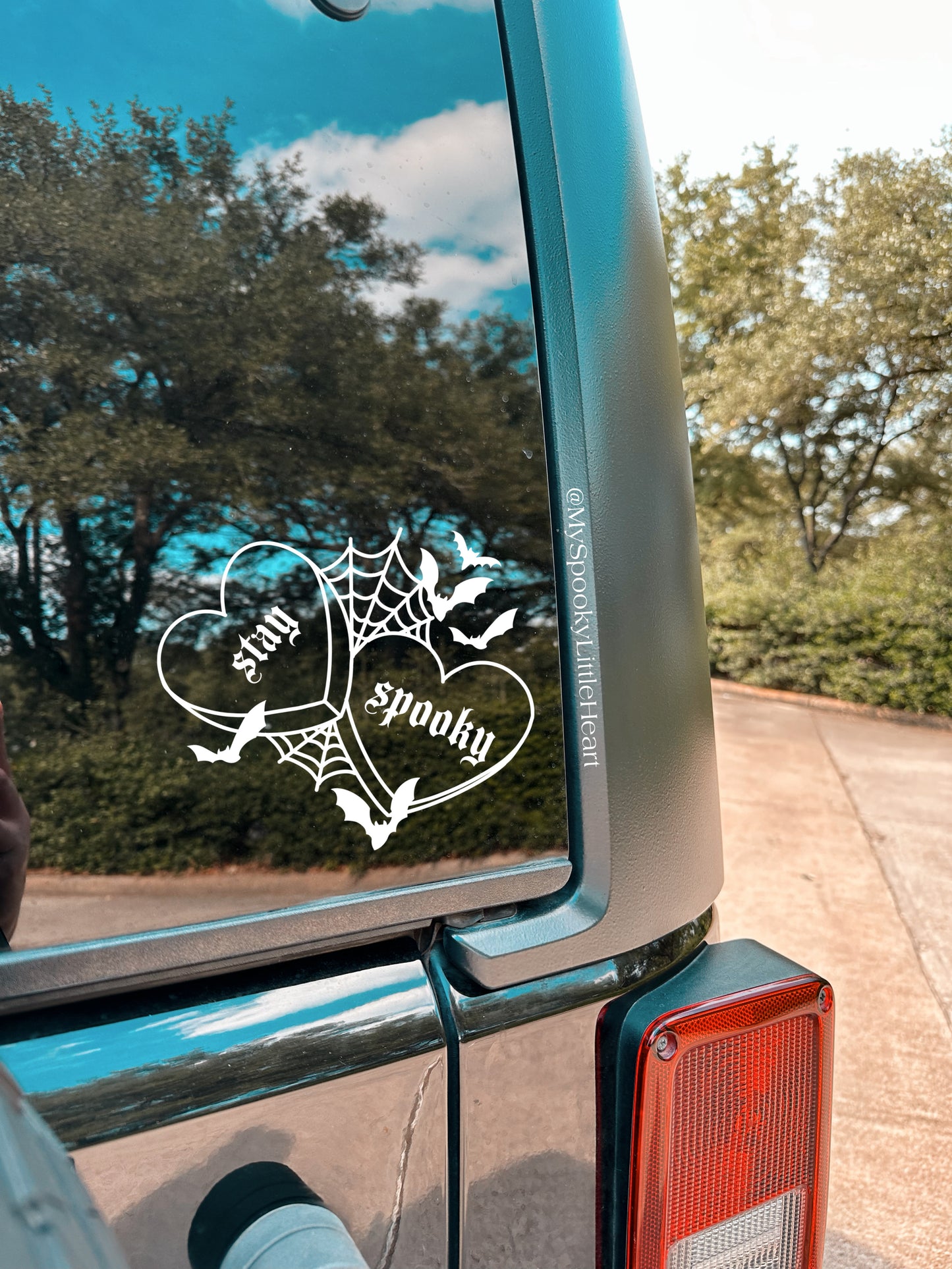 Stay Spooky Candy Hearts with bats and spiderweb Vinyl Decal