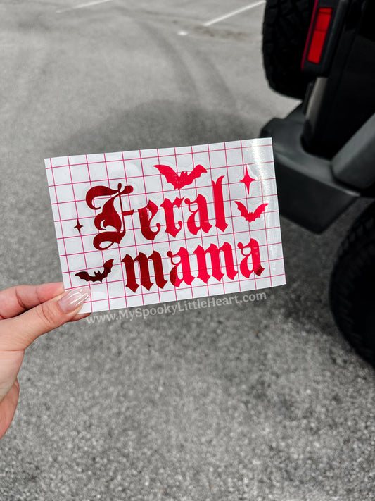Feral Mama with bats and stars Vinyl Decal