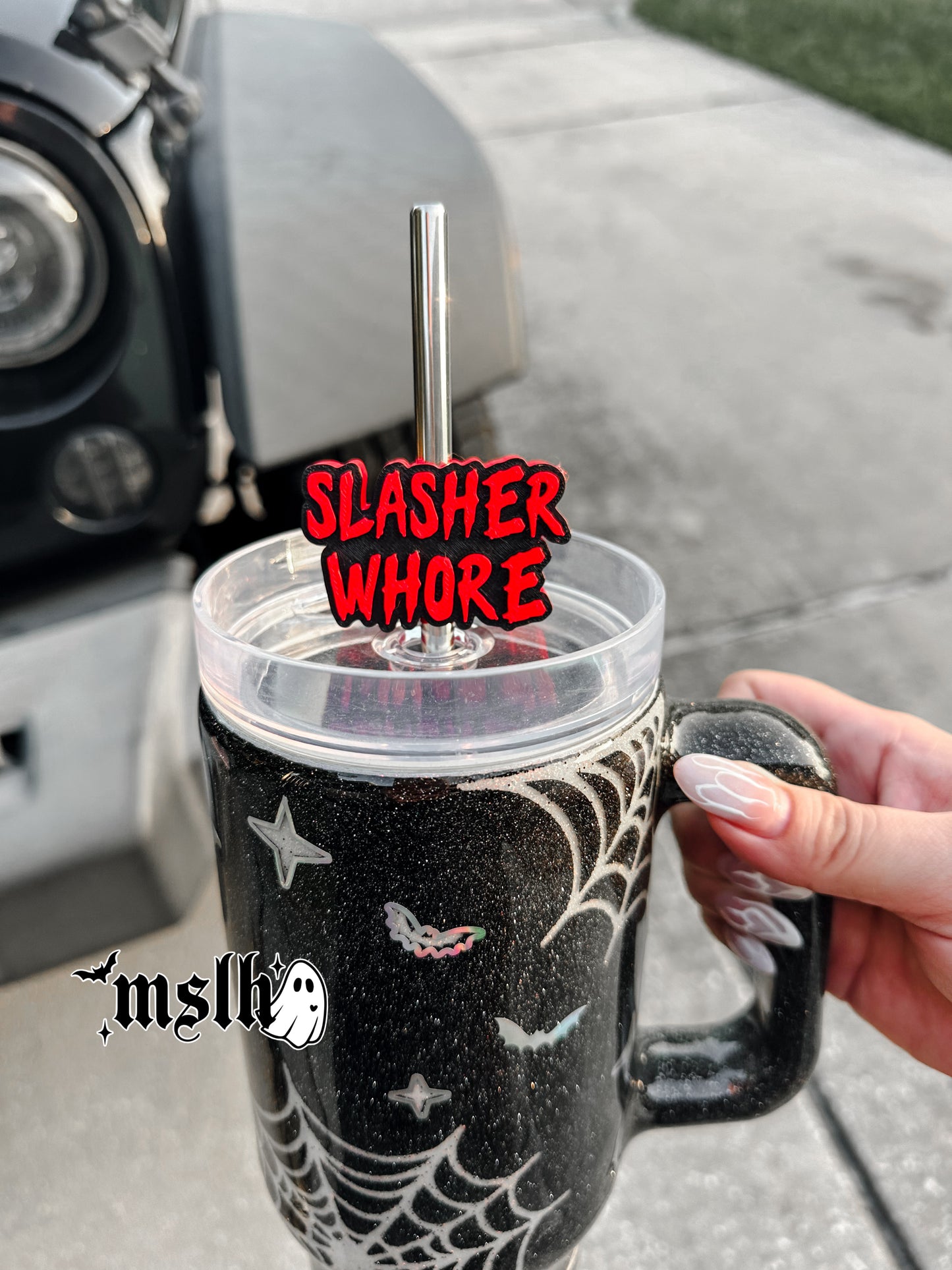 Slasher Whore MSLH Exclusive 8mm and 10mm Straw Topper for Tumblers -3D PRINTED
