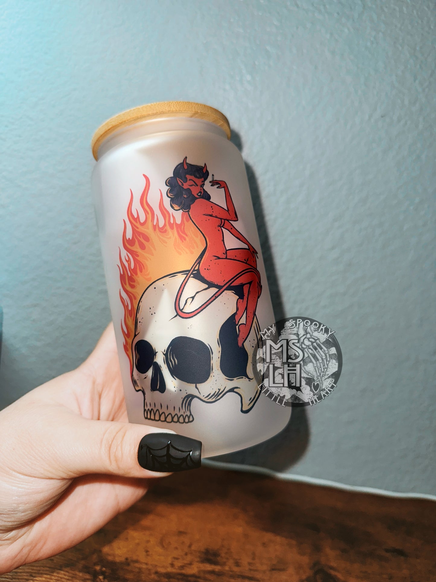 EXCLUSIVE Skull devilish 16oz Frosted Glass Cup