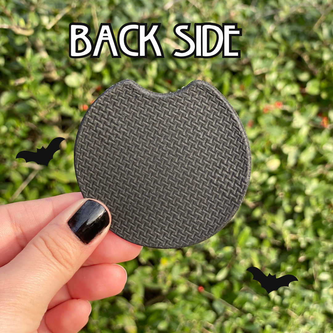 Black Web Set of 2 Car Coasters