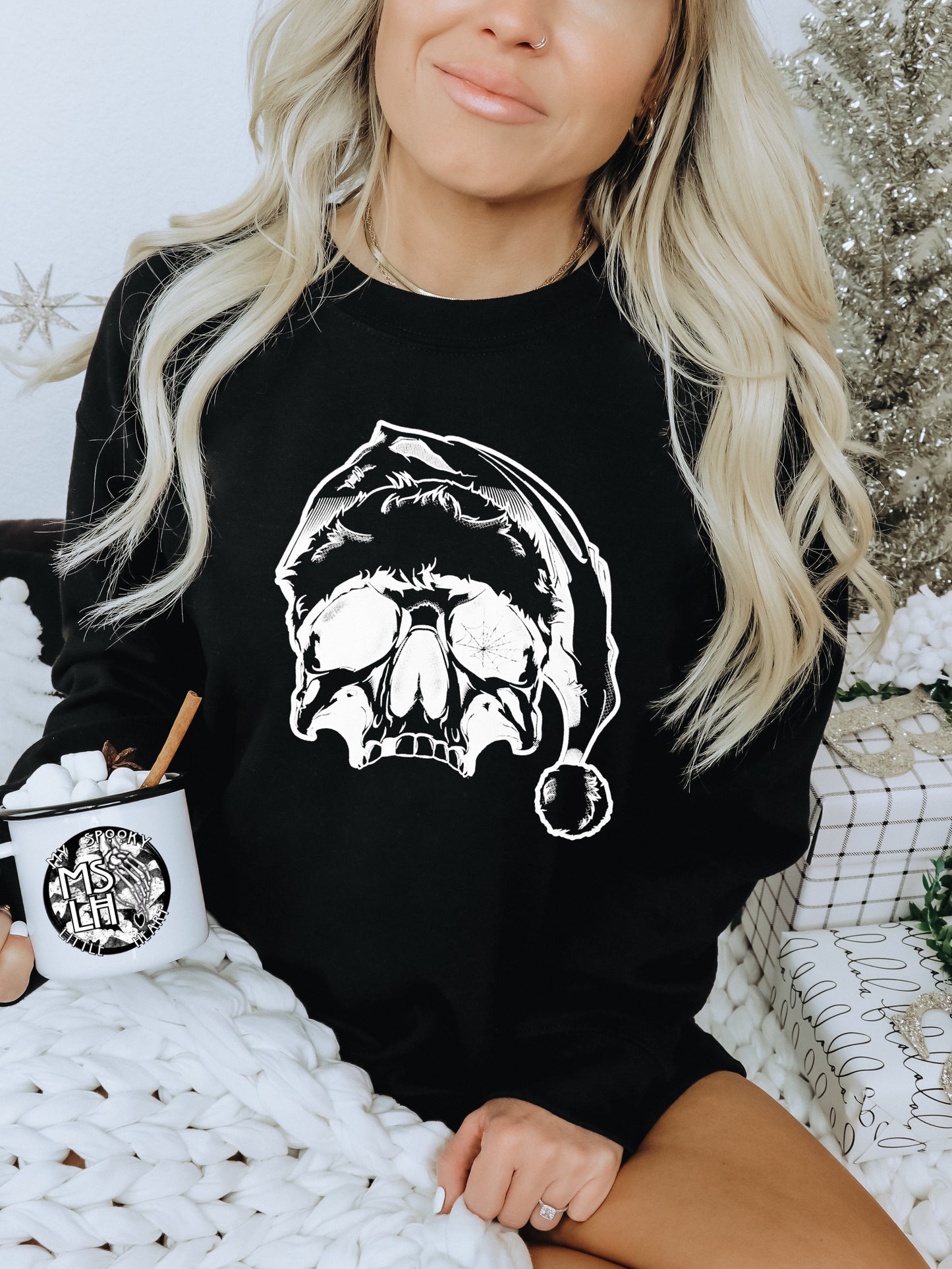 Skull with Santa Hat Sweatshirt