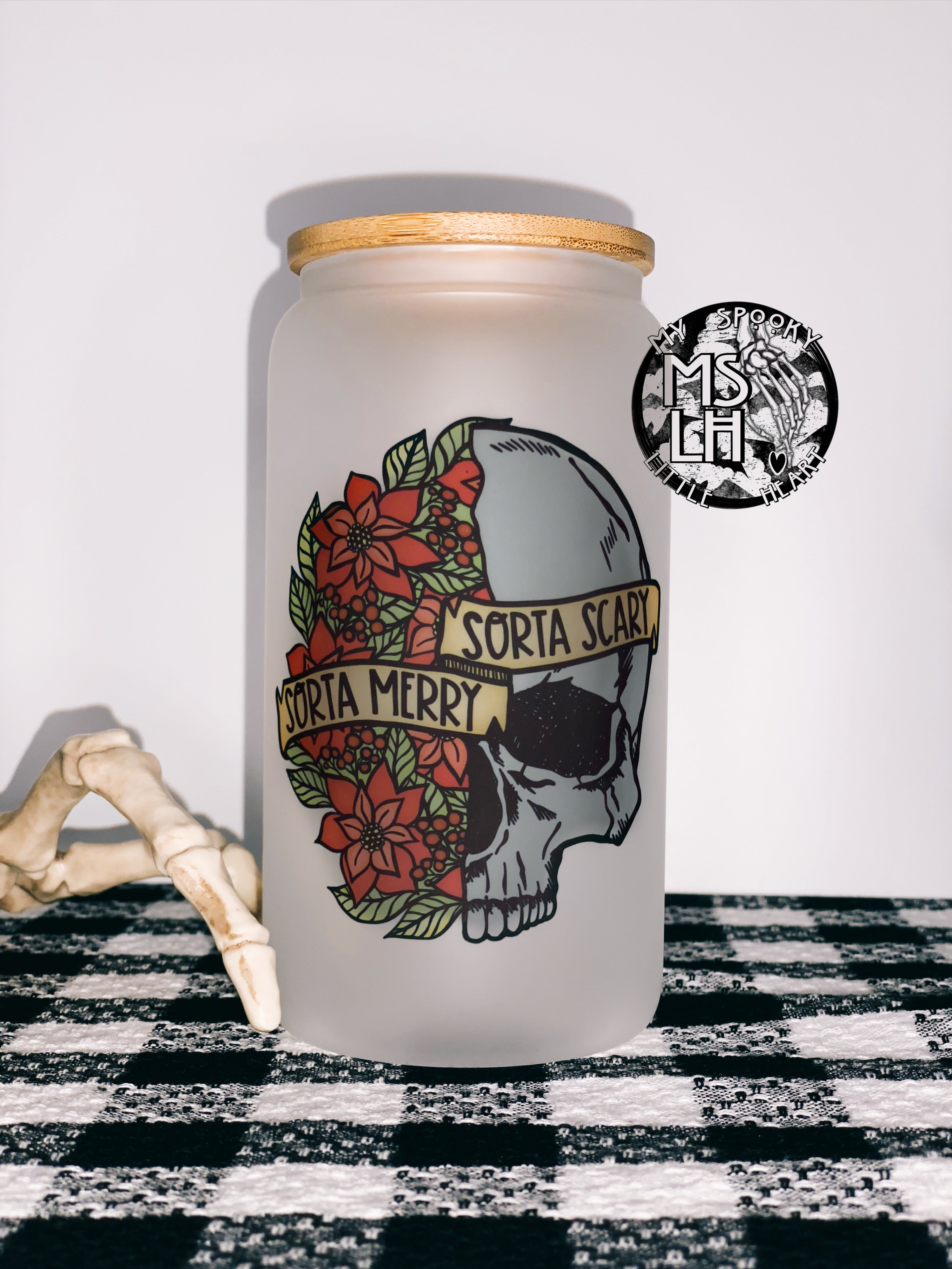 Sorta Merry Sorta Scary 16oz Frosted Glass Cup – My Spooky Little Heart ...