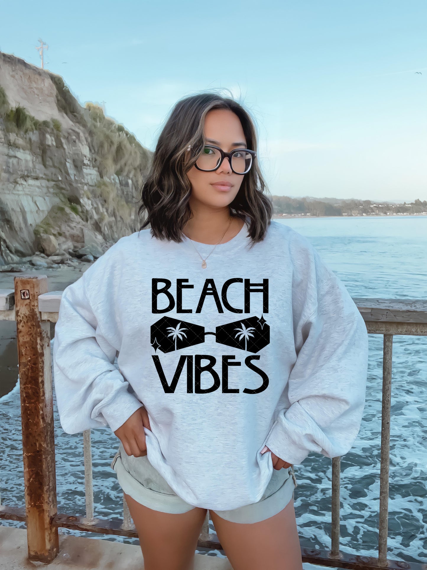 Beach Vibes Goth Coffin Shaped Sunglasses PNG File
