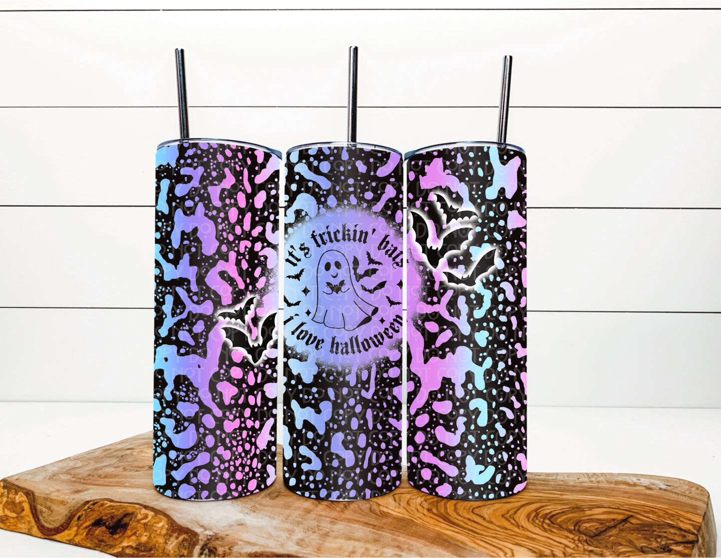 Cute Ghost- It's Frickin' Bats I love Halloween Tumbler Wrap - 20oz