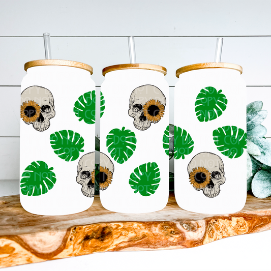 Skull Spring 16oz Glass Can Wrap - PNG File