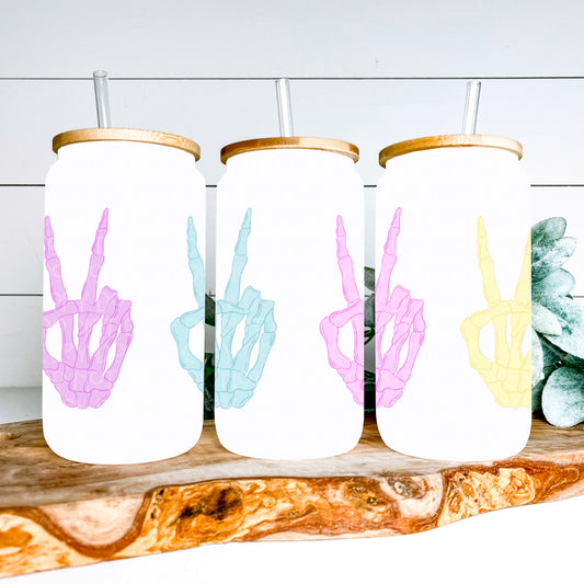 Pastel Skellie Hands 16oz Glass Can Wrap - PNG File