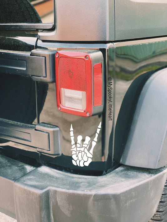 Rock on Skeleton Hand Vinyl Decal