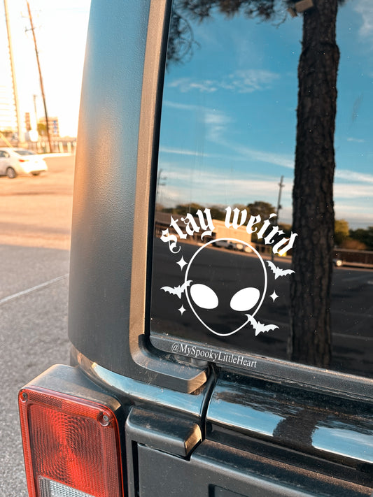 Stay Weird Alien with Bats Vinyl Decal