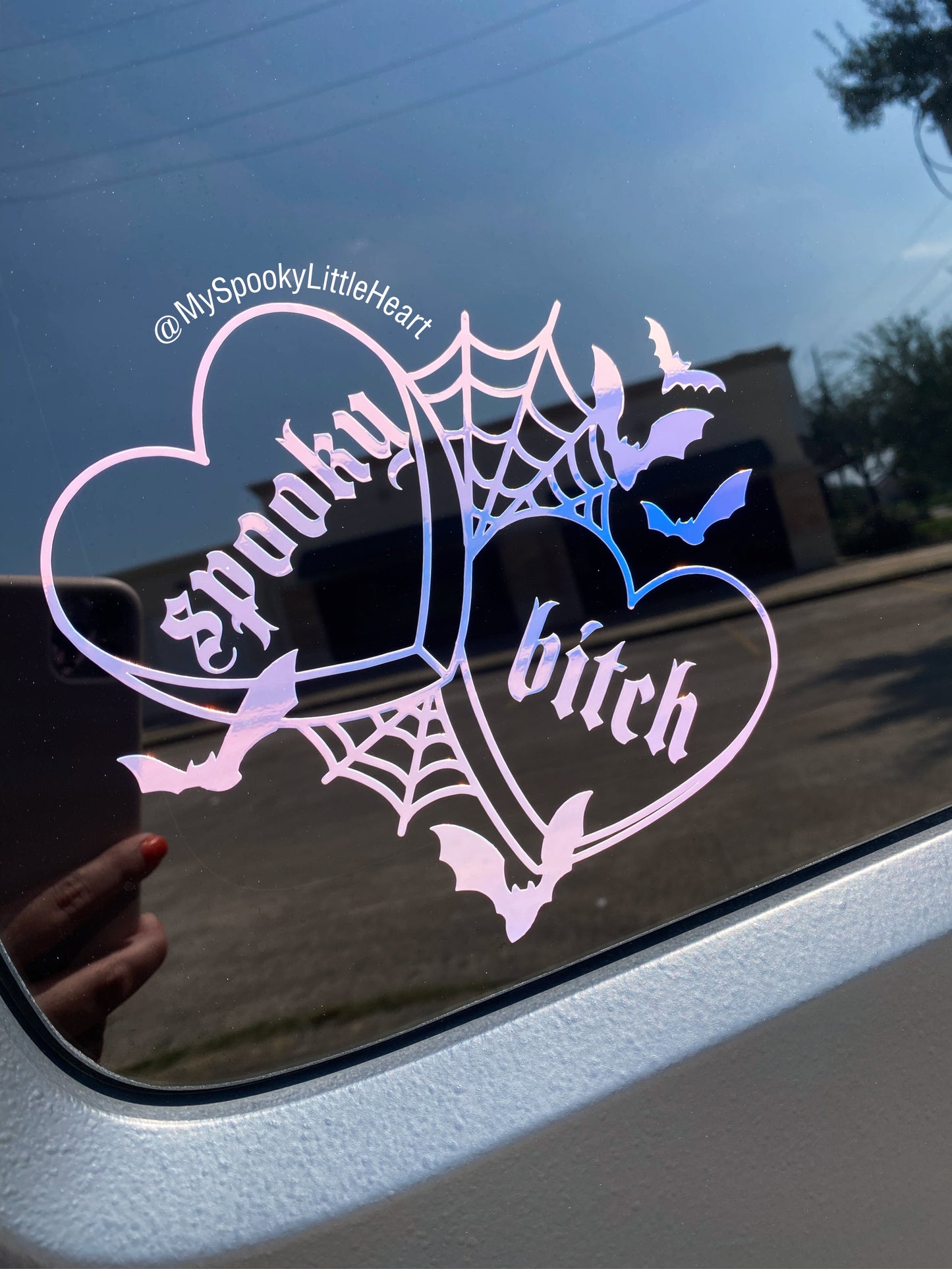 Spooky Bitch Hearts with Bats Vinyl Decal