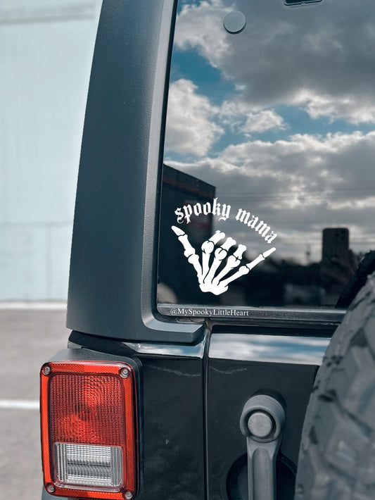 Spooky Mama Skeleton hand Shaka Vinyl Decal